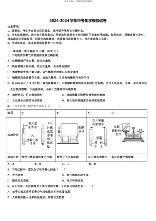 广西贵港市港北三中学中考化学对点突破模拟试卷含解析