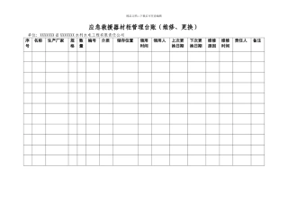 应急救援器材管理台账