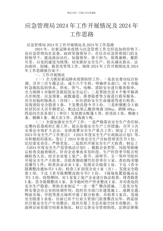 应急管理局2024年工作开展情况及2024年工作思路