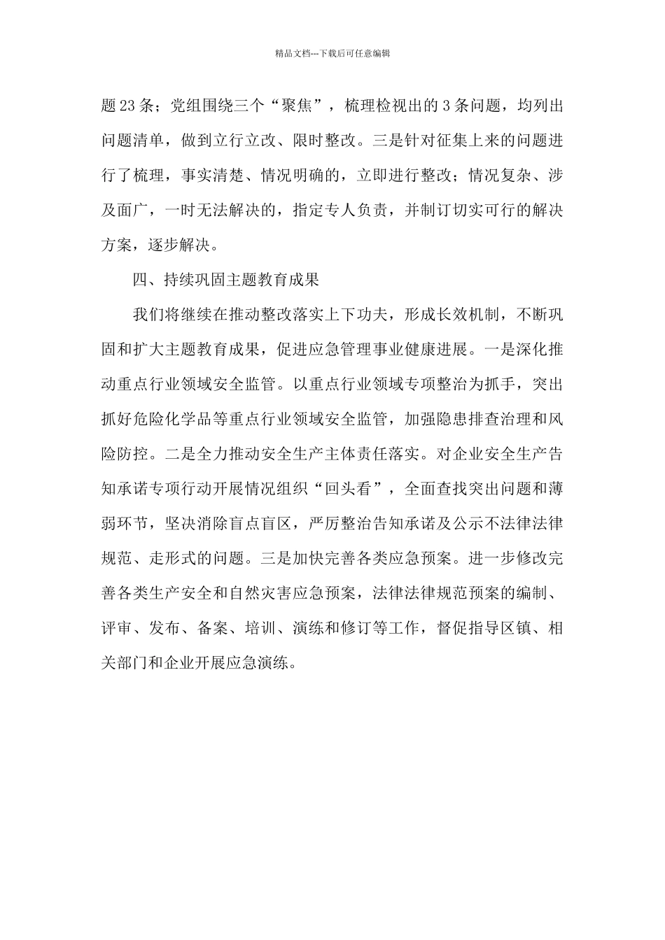 应急管理局主题教育专项整治工作情况汇报_第3页