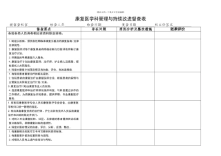 康复医学科管理与持续改进督查表