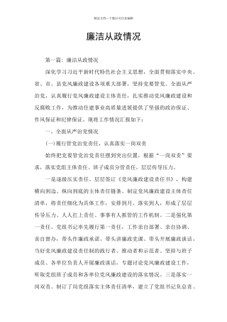 廉洁从政情况