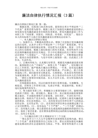 廉洁自律执行情况汇报