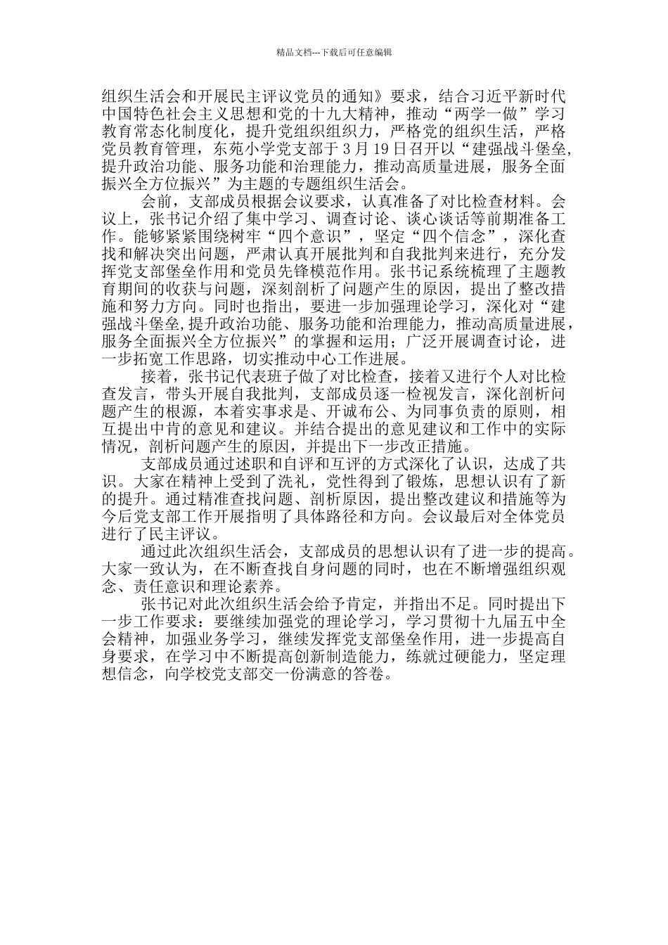 建强战斗堡垒提升政治功能服务功能和治理能力批评与自我批评_第3页