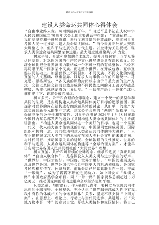 建设人类命运共同体心得体会