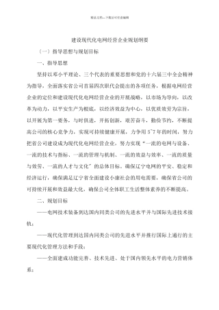 建设现代化电网经营企业规划纲要