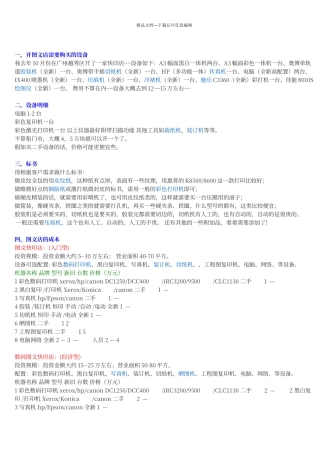 开图文店的设备明细及价格