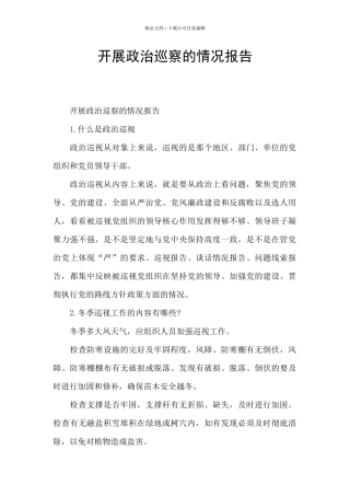 开展政治巡察的情况报告