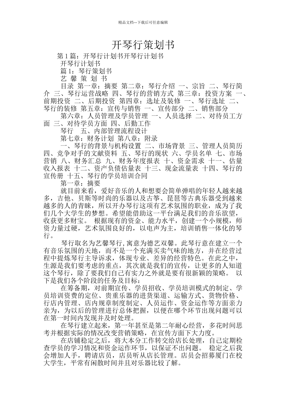 开琴行策划书_第1页