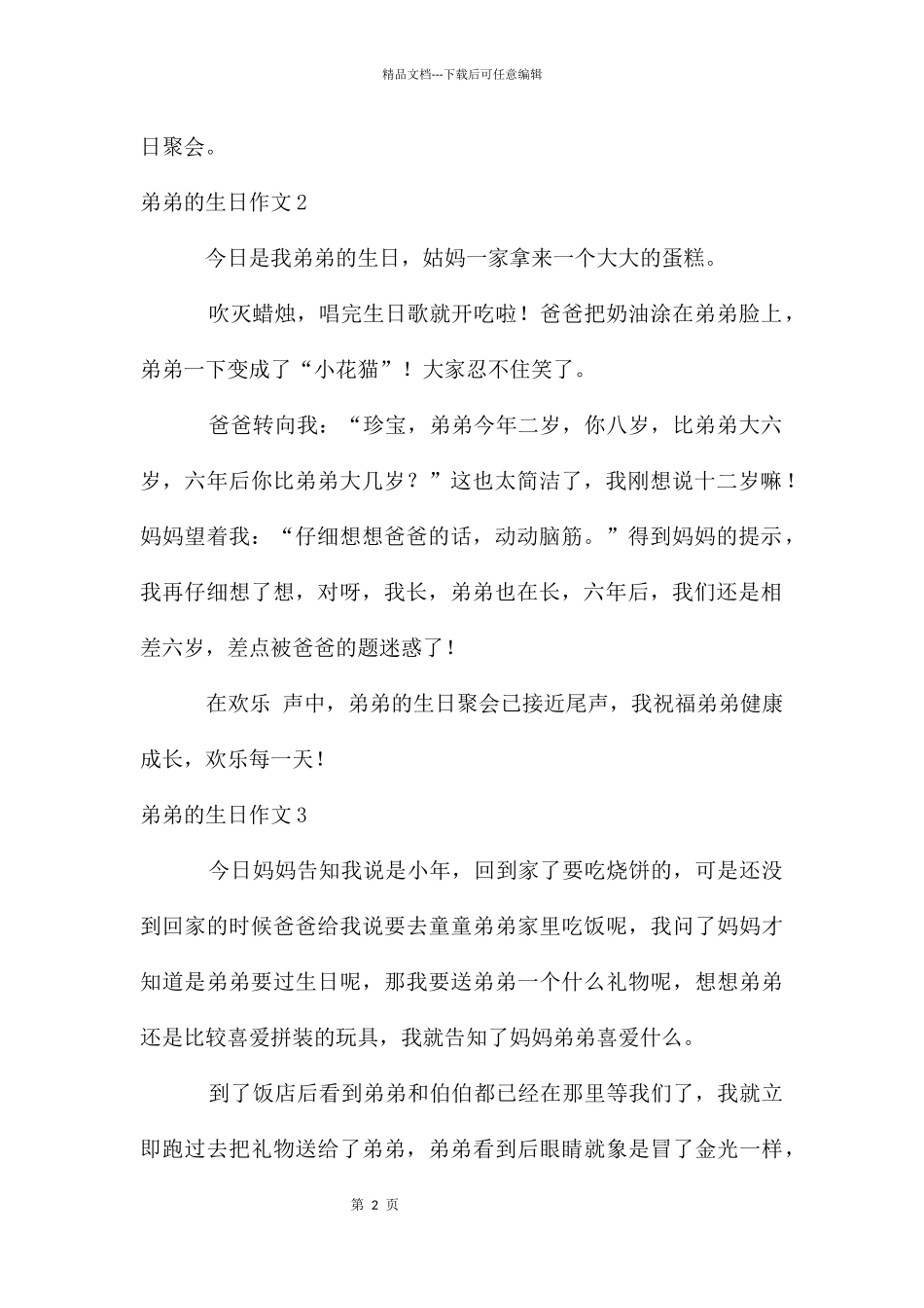 弟弟的生日作文_第2页