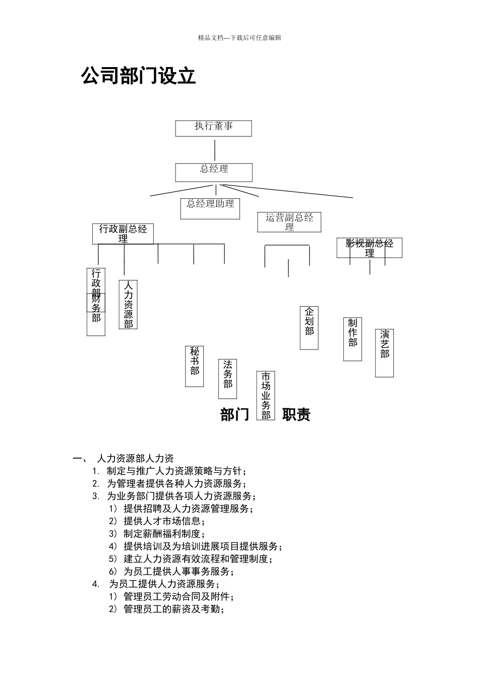 影视公司部门设立及职责_第1页