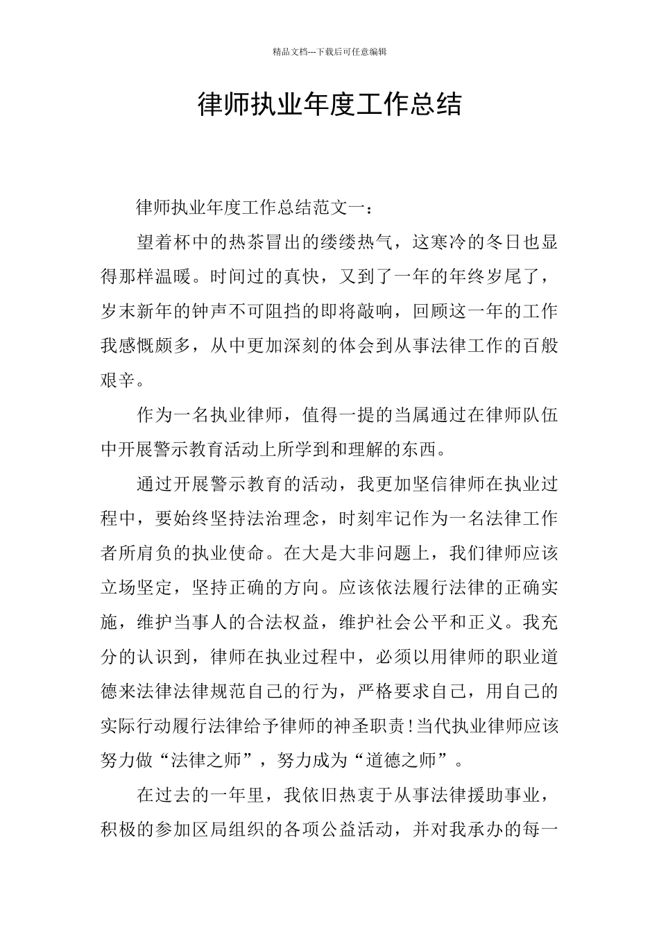 律师执业年度工作总结_第1页