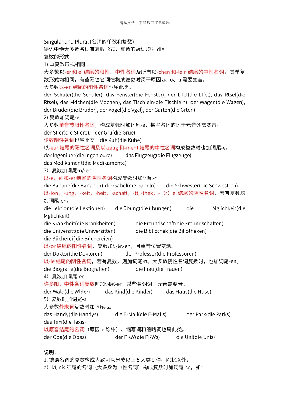 德语名词的单数和复数_第1页