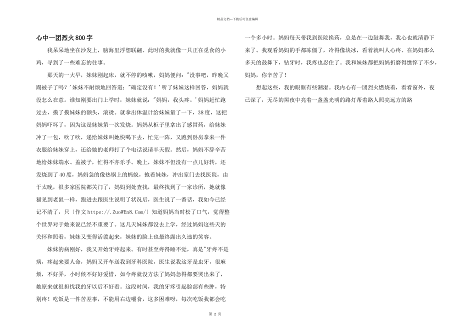 心中一团烈火800字_第1页