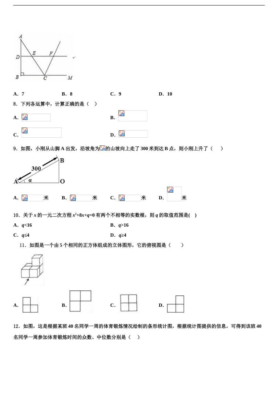 徽省临泉重点达标名校中考数学押题试卷含解析_第2页