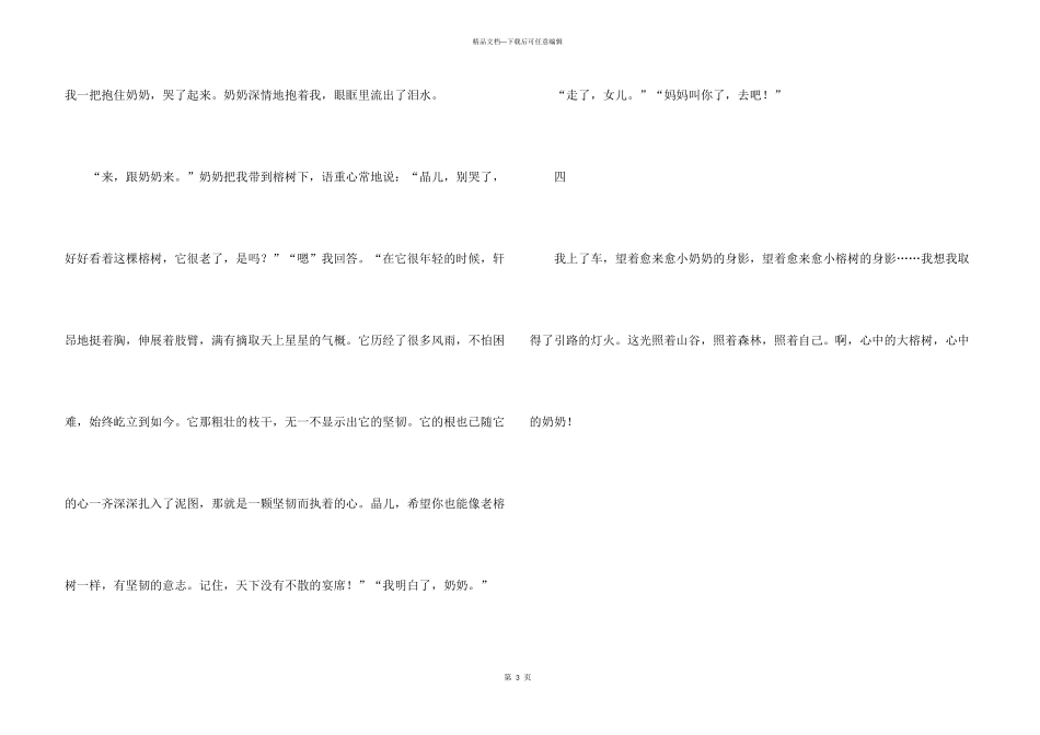 心中的榕树，心中的奶奶初一_第3页