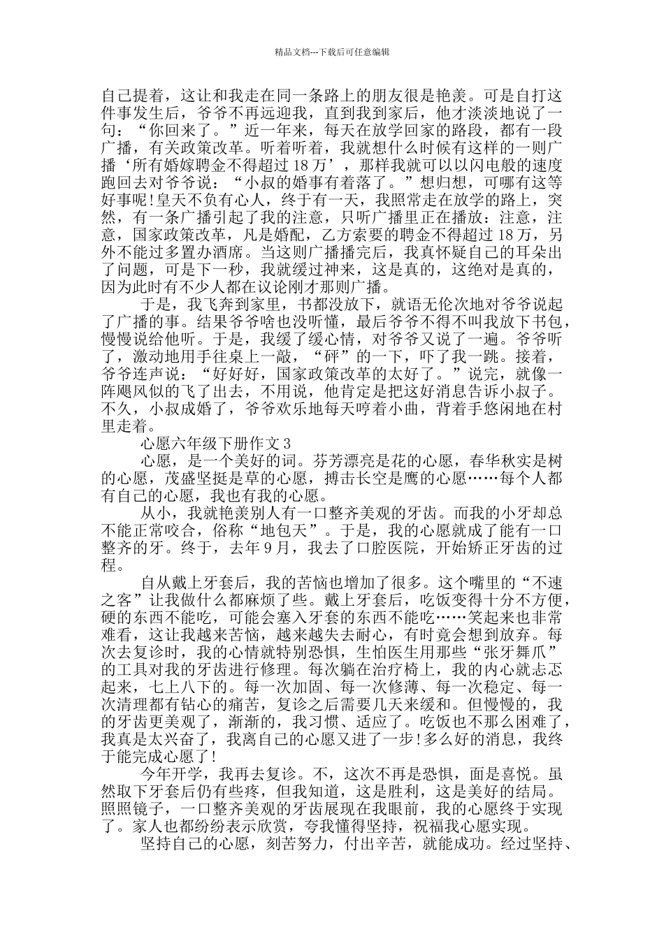 心愿六年级下册作文_第2页