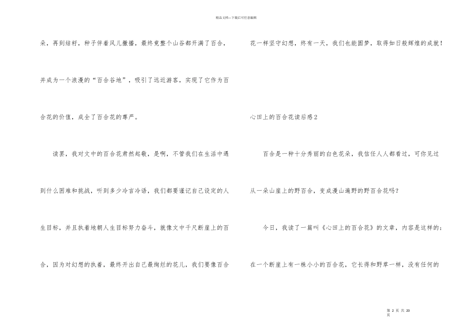 心田上的百合花读后感15篇_第2页