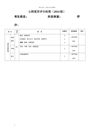 心肺复苏评分标准