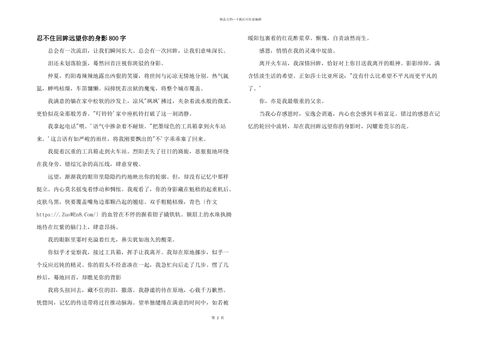 忍不住回眸远望你的身影800字_第1页