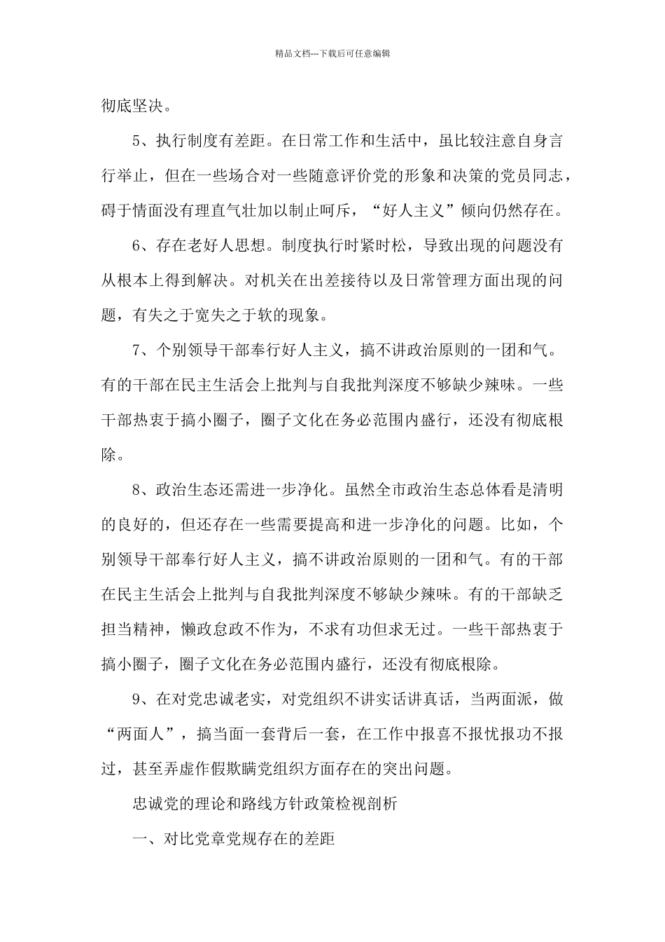 忠诚党的理论和路线方针政策检视剖析_第2页