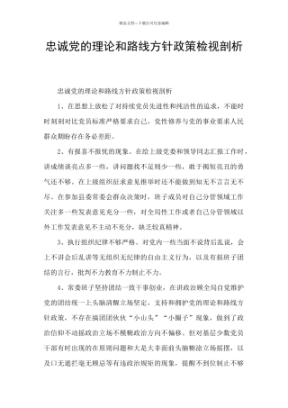 忠诚党的理论和路线方针政策检视剖析