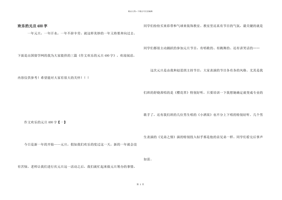 快乐的元旦400字_第1页