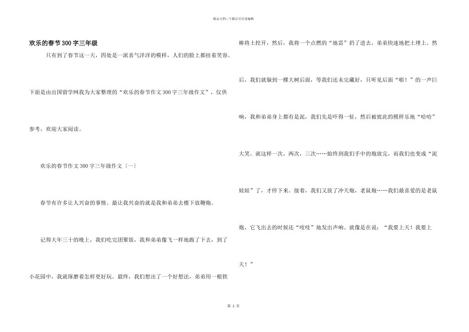 快乐的春节300字三年级_第1页