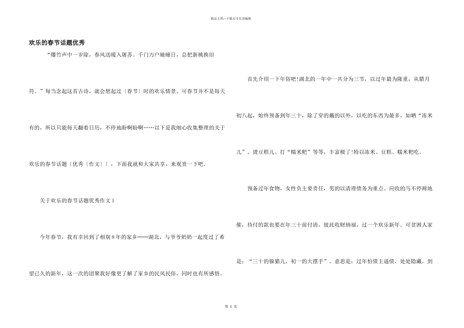 快乐的春节话题优秀_第1页