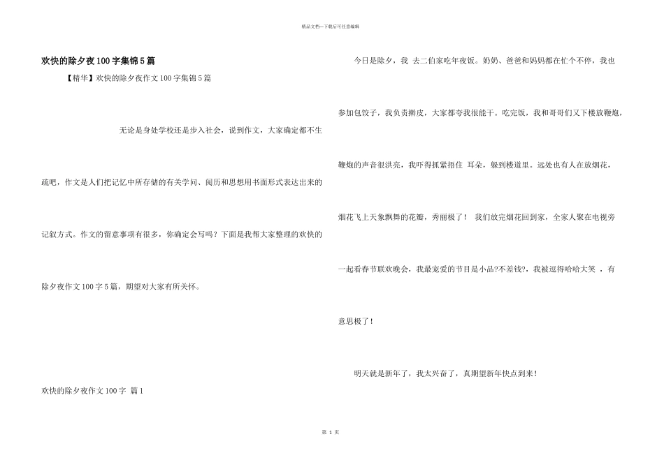 快乐的除夕夜100字集锦5篇_第1页