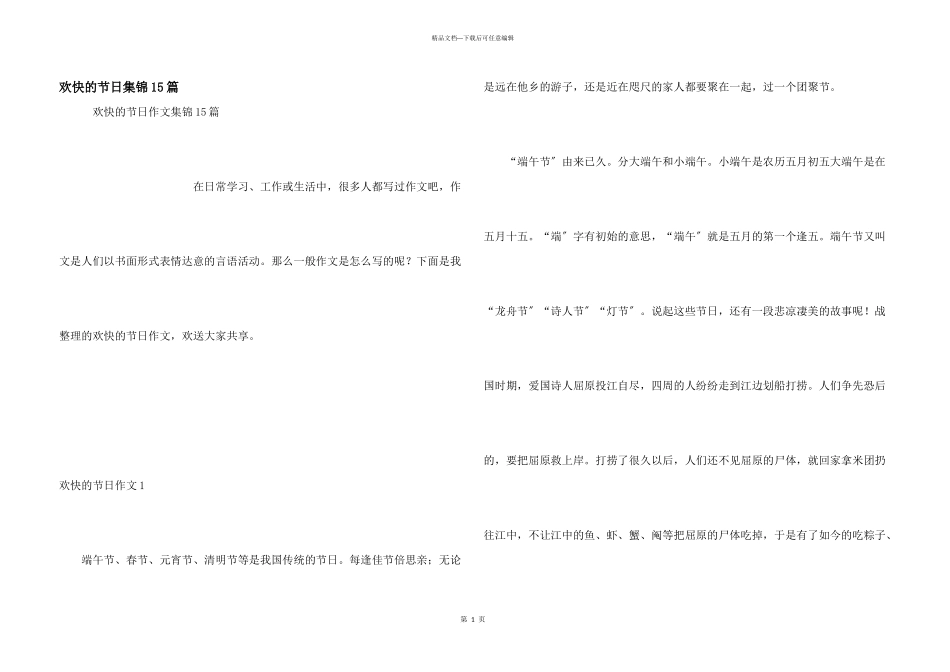 快乐的节日集锦15篇_第1页