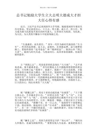 总书记勉励大学生立大志明大德成大才担大任心得有感