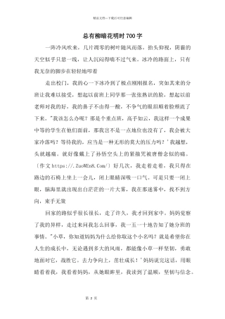 总有柳暗花明时700字