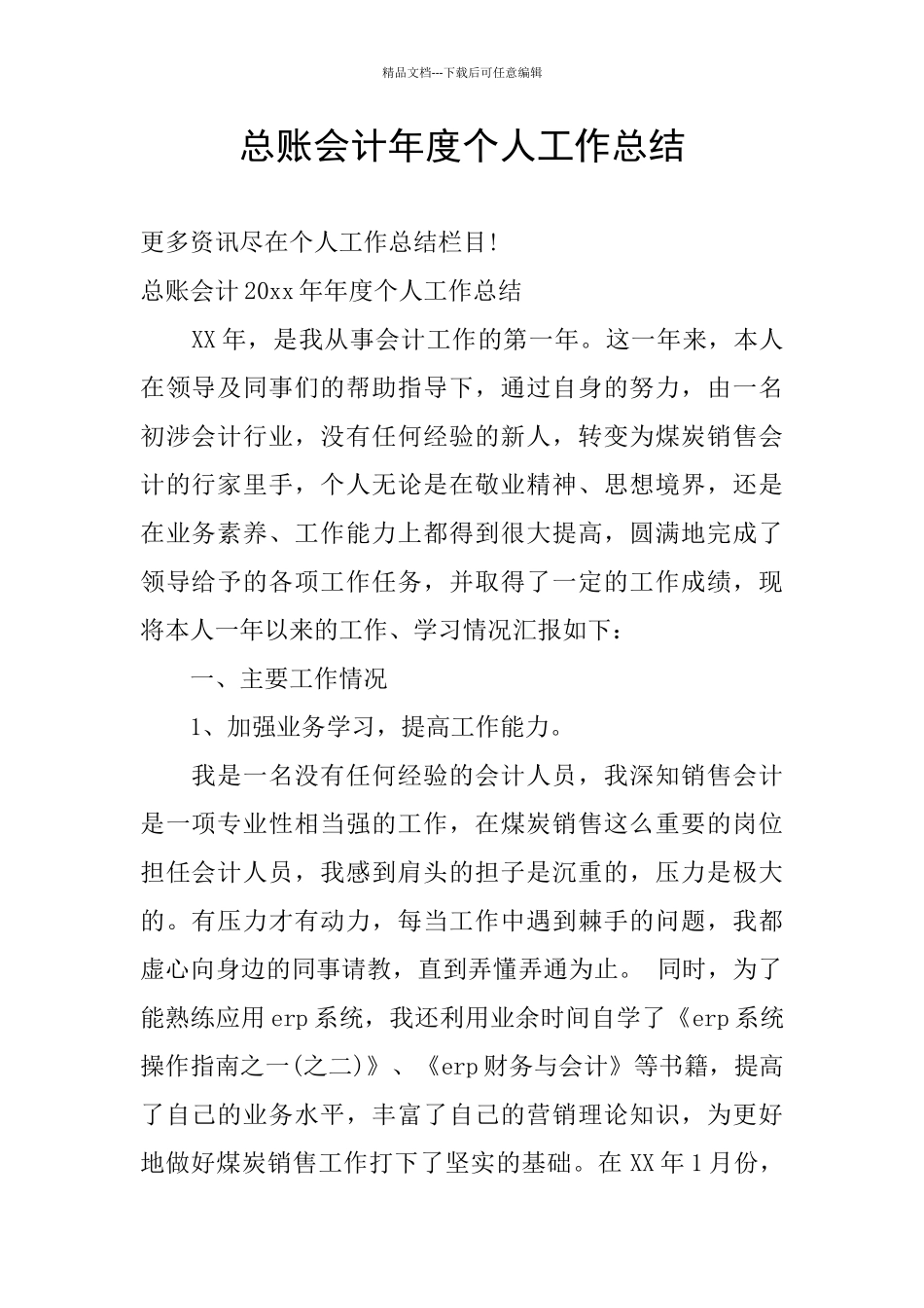 总账会计年度个人工作总结_第1页