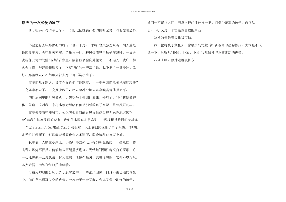 恐怖的一次经历800字_第1页