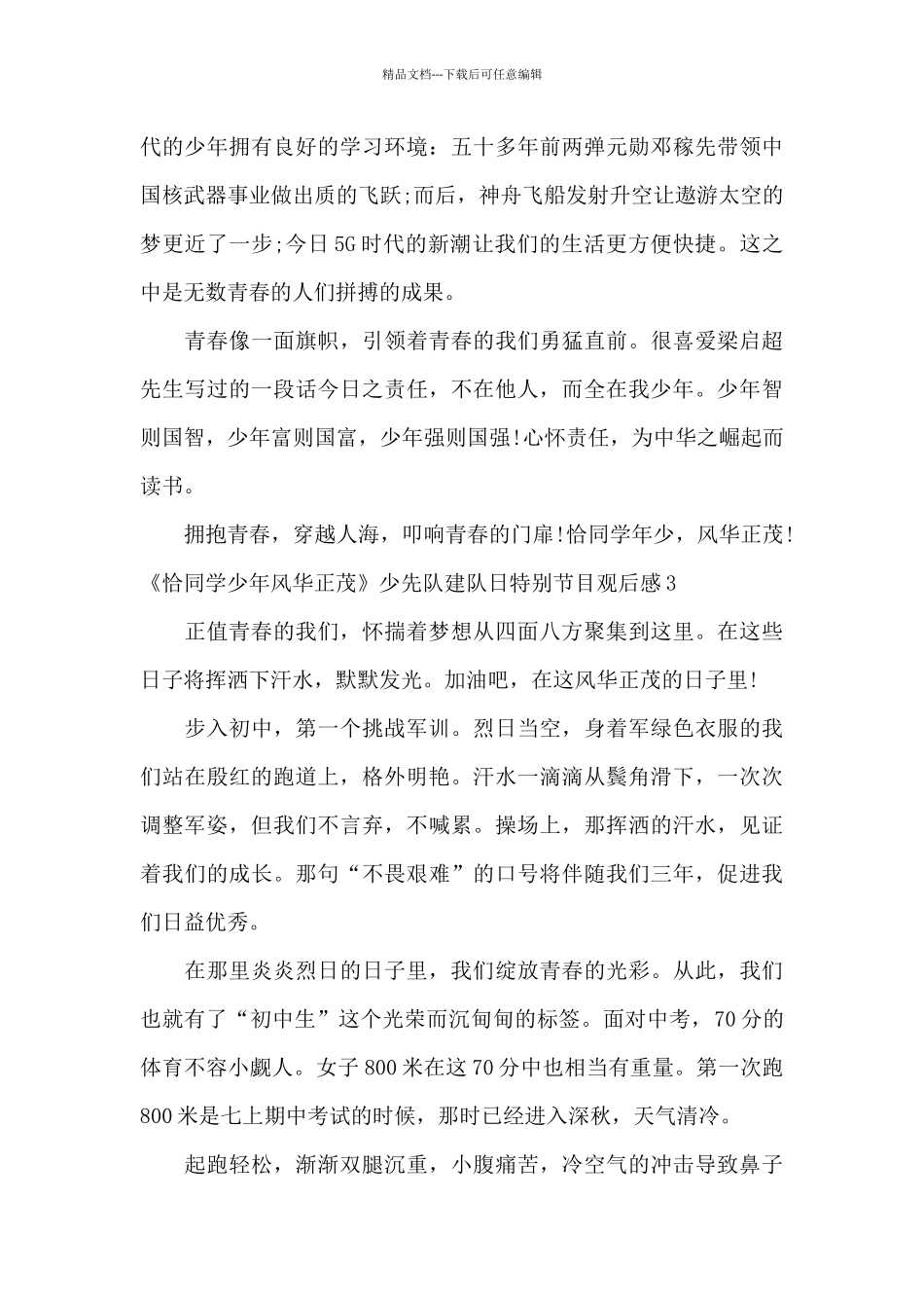 恰同学少年风华正茂少先队建队日特别节目观后感_第3页