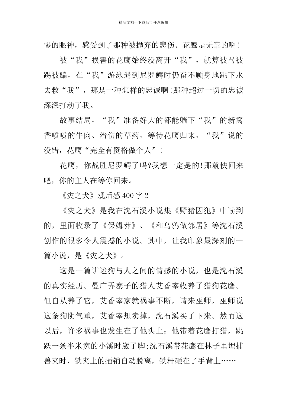 感人的《灾之犬》观后感400字范文5则_第2页