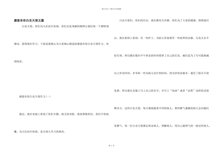 感恩有你白衣天使五篇_第1页