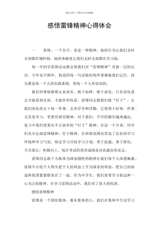 感悟雷锋精神心得体会