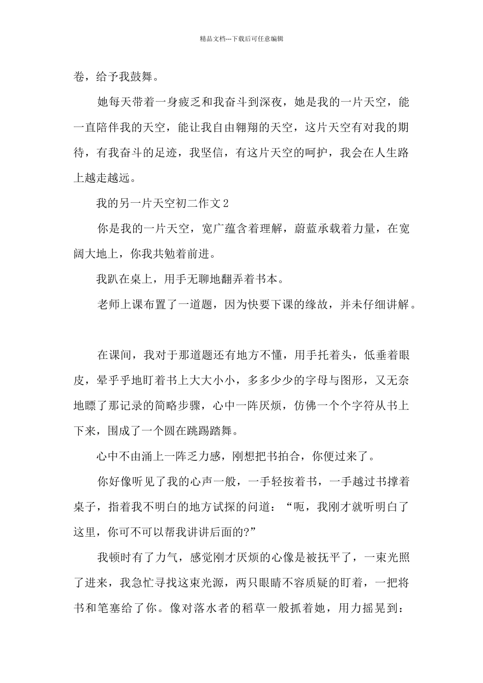 我的另一片天空初二作文5篇_第2页