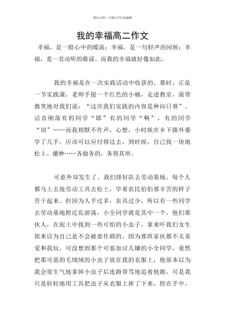 我的幸福高二作文