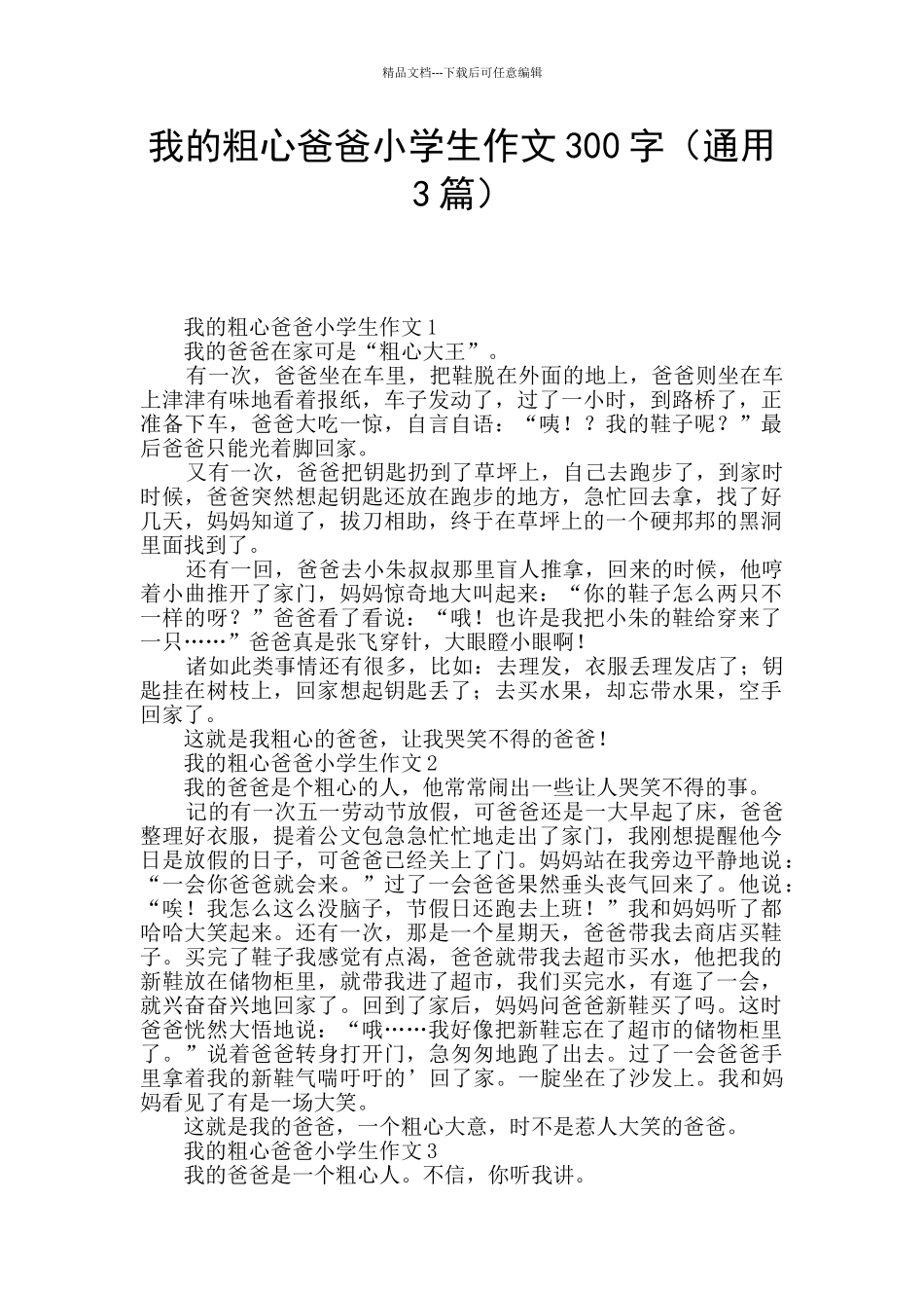 我的粗心爸爸小学生作文300字_第1页