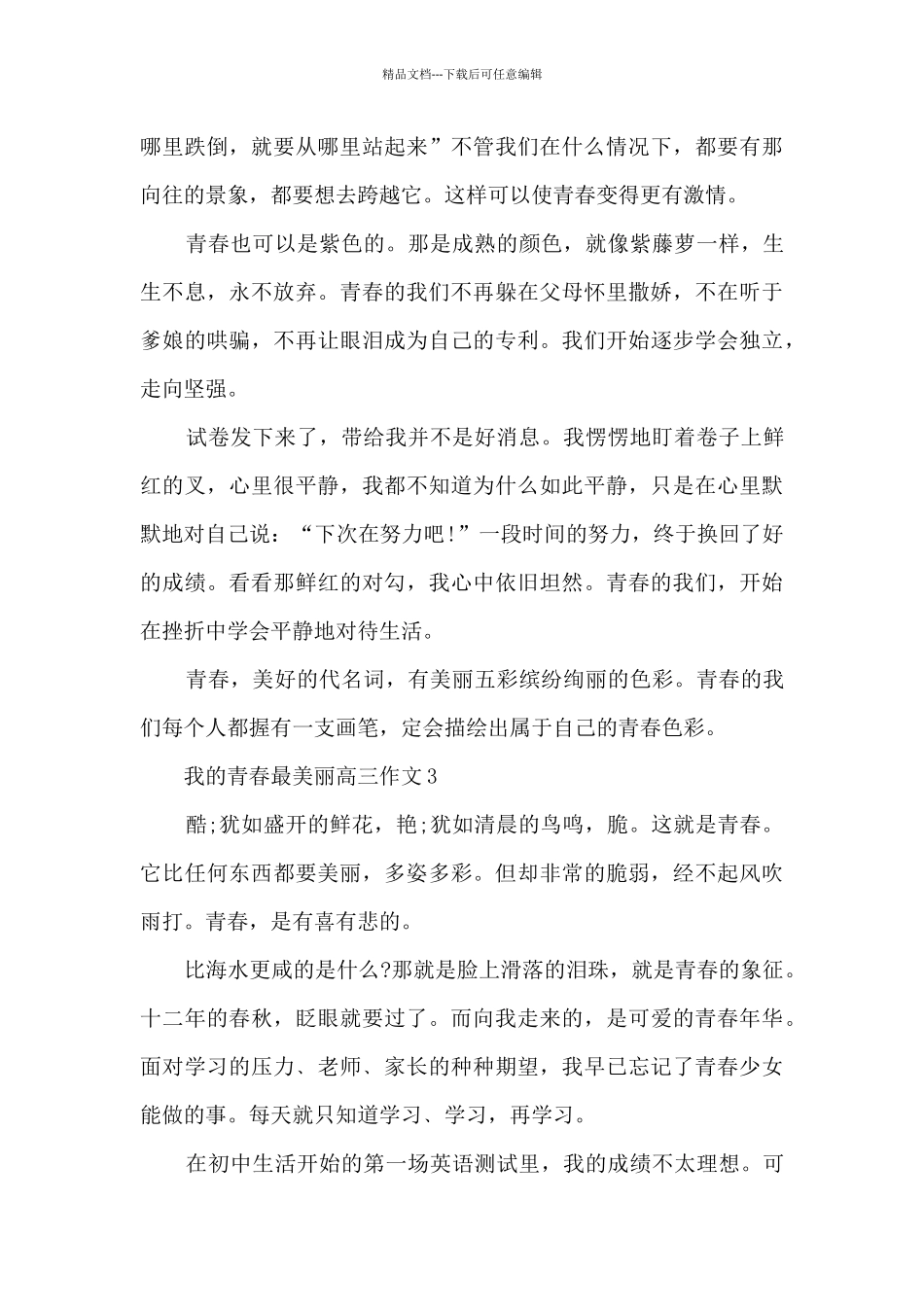我的青春最美丽高三作文5篇_第3页