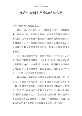 房产中介新人月度总结怎么写