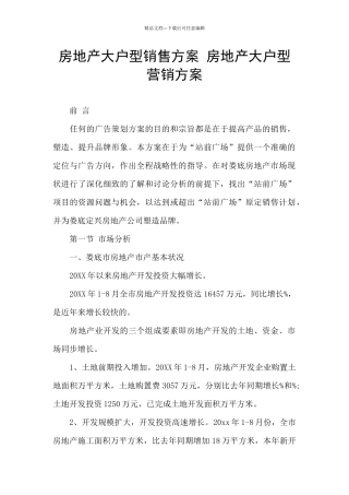 房地产大户型销售方案