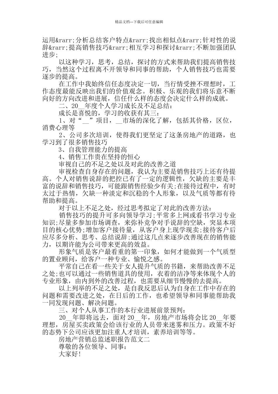 房地产营销总监述职报告五篇_第3页