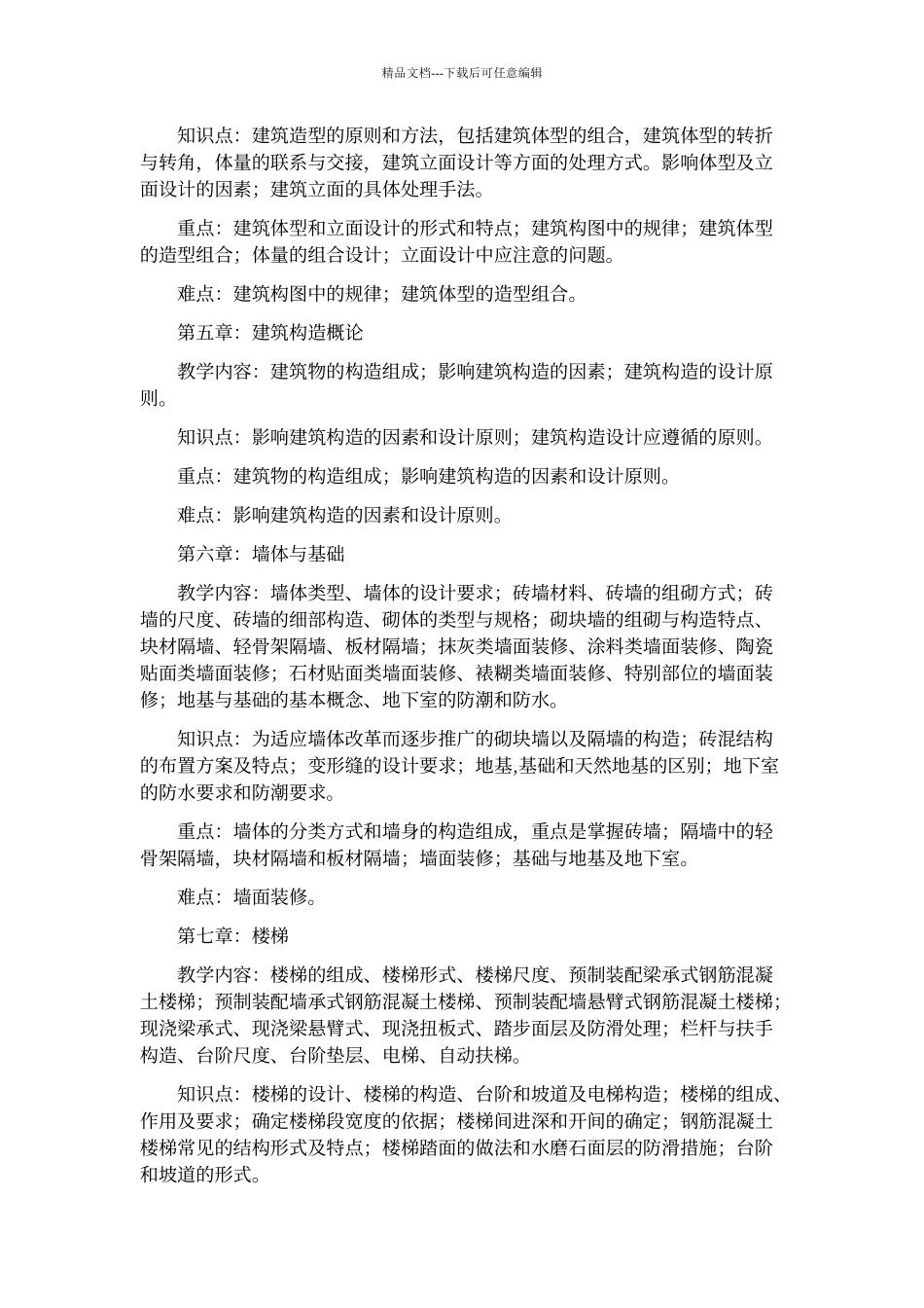 房屋建筑学课程教学大纲_第3页