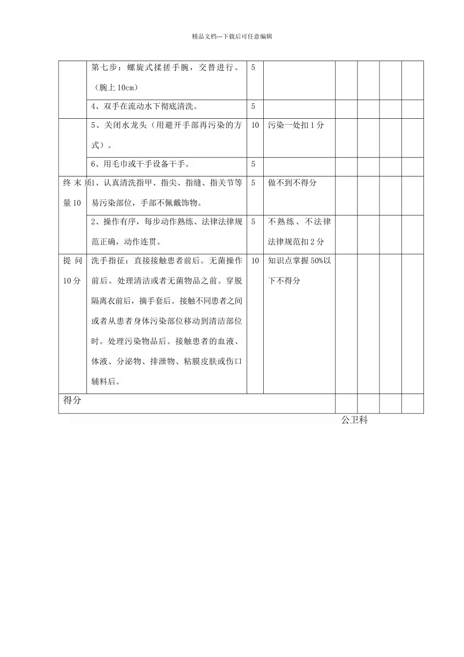 手卫生知晓率及正确率考核评分标准_第2页