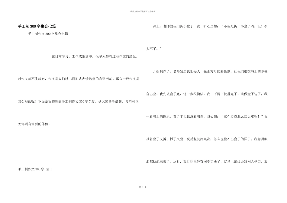手工制300字集合七篇_第1页