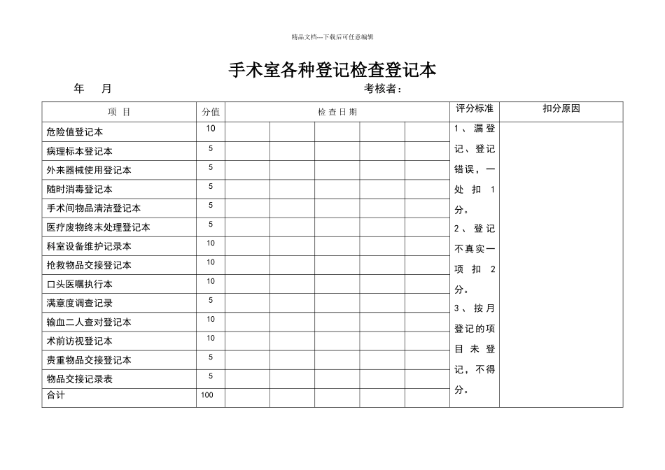 手术室各种登记检查登记本_第1页